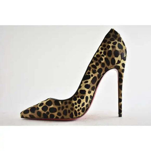 Christian Louboutin So Kate 120 Pony Fur Leopard Black Brown Heel Pump 40 - Picture 8 of 12